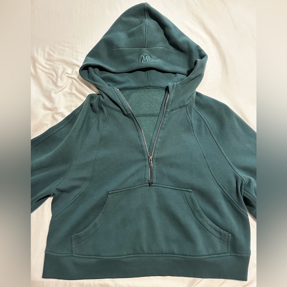 lululemon scuba oversized 1/2 zip hoodie in dark green